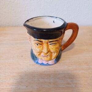 Mid-Century WALES MADE IN JAPAN Hand Painted Winking Old Man Toby Mug Jug Creame